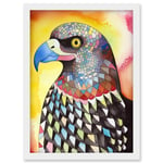 Bald Eagle Bird Folk Art Watercolour Painting Artwork Framed Wall Art Print A4