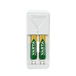 VARTA Chargeur de Piles, incl. 2X AAA 800mAh, chargeur pour piles rechargeables, charge 2 AA/AAA simultanément, Mini Charger