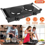 2000W Electric Hot Plate Cooker Portable Table Top Kitchen Double Hob Stove UK