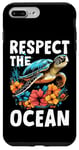 Coque pour iPhone 7 Plus/8 Plus Respect The Ocean Sea Turtle Surfer Plongée Fleurs