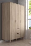 Vankka 3 Door 2 Drawer Combination Oak Wardrobe