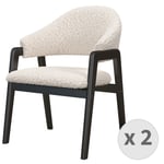 Chaise en tissu bouclette Ecru et bois noir (x2)