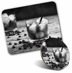 Mouse Mat & Coaster Set - BW - Black Russian Cocktail Vodka Coffee  #42582