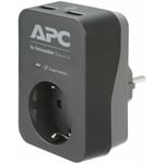APC - Parasurtenseur SurgeArrest Essential, 1 prise Schuko type f allemande, 2USB, 230V, noir (PME1WU2B-GR)