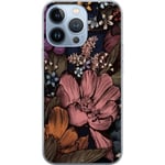 Apple iPhone 13 Pro Transparent Mobilskal Tecknade blommor