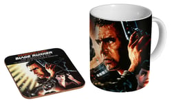 Blade Runner Harrison Ford Artwork Ceramic Coffee MUG + Coaster Gift Set