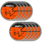 WellCut TCT Saw Blade 165mm x 60T x 20mm Bore for DCS520, GKT55 Pack of 10