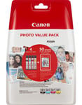 Pack de 4 cartouches d’encre Canon CLI-581 + papier photo 50 feuilles 10x15