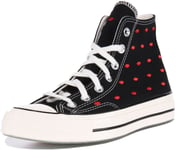 Converse A01600C Chuck 70S Hi Embroidered Lips Trainer In Black Red Size UK 3- 8