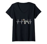 Womens Miniature Schnauzer Heartbeat Love My Dog V-Neck T-Shirt