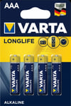 AAA  Varta Longlife LR3 Alkaliskt 4-pack