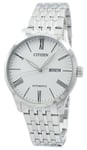 Citizen Automatic White Textured Dial Stainless Steel NH8350-59A 50M Mens Watch
