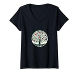 Womens Apple Tree Design V-Neck T-Shirt