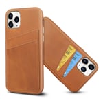 LUCKYCOIN iPhone 11 Leather Cases Genuine Leather iPhone Case Top Grian Material Handcraft Covers Credit Card Slots Holders for Apple 2019 New iPhone 11 Tan