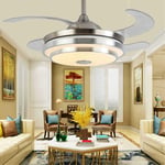 QSBY Invisible wind fan light Remote control discoloration sound chandelier 3-speed control Ceiling fan lamp for bedroom kitchen balcony 41cm,gold