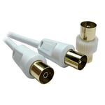 CDL Micro 10m 33'ft Coaxial/Coax TV Aerial Extension Cable/Lead with Male Coupler - WHITE