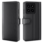 Xiaomi 14 Pro Plånboksfodral i Äkta Läder, Svart