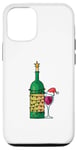 Coque pour iPhone 12/12 Pro Bouteille de vin pour Noël Verres à vin guirlande lumineuse