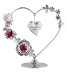 Crystocraft Love Heart Ornament With Swarovski Elements Gift Boxed Red & Pink Crystals Silver Chrome Plated Figurine For a Special Mum Valentines Day Present