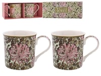 WILLIAM MORRIS HONEYSUCKLE SET OF 2  COFFEE MUGS CUPS IN GIFT BOX