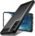 BNBUKLTD® Compatible for Samsung Galaxy S21 Series Case Carbon Fibre Cover & Glass Screen Protector (Model: Samsung Galaxy S21 / 5G)(*)