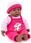 Bayer Design 94001AI Poupon Bébé, Poupée Interactive Baby, Fille, 12 Sons de bébés, avec des bouclettes, Corps Doux, Afro-américaine
