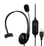 USB Headset with Microphone Noise Cancelling PC Computer Headset with Mic and Audio Control, Lightweight Call Centre Headsets for Business, Call Center Laptop Skype UC Lync SoftPhone
