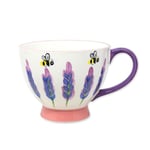 The Leonardo Collection Lesser & Pavey Ceramic Teacup Footed Mug Footed Mug for Tea & Coffee | Lavender & Bees Coffee Mug & Tea Cups for Home, Office or Shops - Lynsey Johnstone