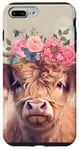 iPhone 7 Plus/8 Plus Spring, Highland Cow | Scottish Highland Cow, Floral Pastel Case
