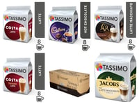 TASSIMO T Discs Pods Costa Latte Caramel Vanilla Latte Cadbury Variety Box 40 ☕