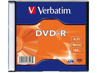 Verbatim DVD-R 16X Single wrap SC 4,7 Go Matt silver Slim Case (1)