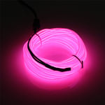 Pink EL Wire 5m/16.4ft, JIGUOOR 3v Battery Powered Neon Rope Light, Flexible 360° Illumination Neon Tube Light EL Wire, Make Your Own Neon Sign for Halloween Xmas Party Car Bar Decor, 5m