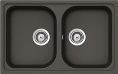 SCHOCK | Évier de cuisine Lithos 2 bacs petits, matériau Cristalite®, Asphalt, 790 x 500 mm