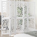 Room Divider 5 Panels Office Privacy Screen White Solid Wood Paulownia vidaXL