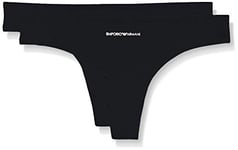 Emporio Armani Underwear Women's Basic Bonding Microfiber 2-Pack Thong Underwear, Black Black, M