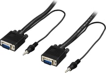 deltaco Monitor cable RGB HD15mama w/out pin 9 w/ 3.5mm audio 20m