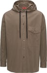 New  HUGO BOSS men brown hooded cargo denim camouflage cotton jeans shirt MEDIUM