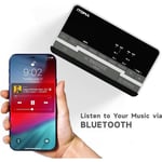 Réveil Radio FM et Dab avec Port de Charge USB,Haut - Parleur stéréo Bluetooth,Prise Casque,Double Alarme,Snooze,écran LCD dimmab