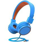 Kids Headphones, Comfortable & Adjustable, 3.5mmJack Foldable Wired Cord On-Ear Headsets, 85dB Safety Volume Limited, HD Sound W/Mic for Children/PC/Cellphonones - SkyBlue