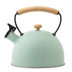 2.5L Stovetop Kettles, Stove Top Whistling Tea Kettle, Stainless Steel Whistling Kettle with Heat-Resistant Handle, for Induction Cookers Gas Stoves (Light Green)