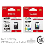 Genuine Canon PG560XL & CL561XL Ink Cartridges - For Canon PIXMA TS5351