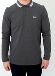 New Mens Hugo Boss Plisy Polo T Shirt Long Sleeve Grey 50277358 Size S RRP£79