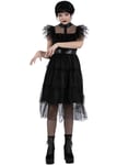Gothic Prom Dress - Wednesday-inspirerad Maskeraddräkt för Barn