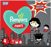 Pampers Baby Nappy Pants Size 4 (9-15 kg), Baby-Dry Superhero, 72 Nappies
