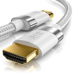 Câble HDMI 8K 2.1-8K @ 60Hz - 4K @ 120Hz - 3m (mètres) - HDTV 7680 x 4320 - UHD II - HDMI 2.1 2.0a 2.0b - Câble HDMI Ethernet - HDR - ARC - Compatible PS4 PS5 Xbox Series X - Blanc