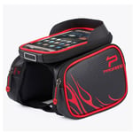 Bicycle saddle bag + waterproof touch screen view for Smartphone - Red
