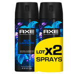 AXE Déodorant Homme Bodyspray 48H Prestige Blue Lavender, Fraicheur 72H, Parfum Lavande, Menthe & Ambre - Lot de 2 de 150ml