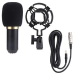awstroe BM800 Handheld Karaoke Mic Wired Capacitance Microphone Portable Handheld Mic Speaker Machine Singing Machine with Stand & Windproof Shield for Online Karaoke/Live Recording(Black)