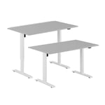 Höj- & sänkbart elskrivbord, vitt stativ, grå bordsskiva, 120x70 cm