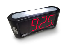 HOME LED Digital Alarm Clock - Mains Powered, No Frills Simple Operation Alarm Clocks, Large Night Light, Bedside Alarm, Snooze, Non Ticking, Full Range Brightness Dimmer, Big Red Digit Display